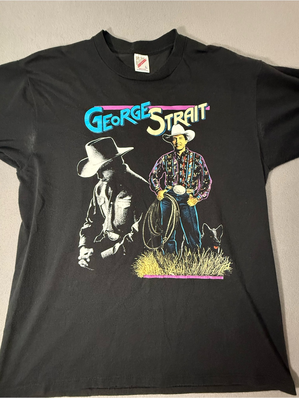 Vintage Black George Strait Graphic Tee With Multicolor Print